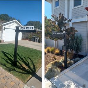 Two L shape signs in Black at same location